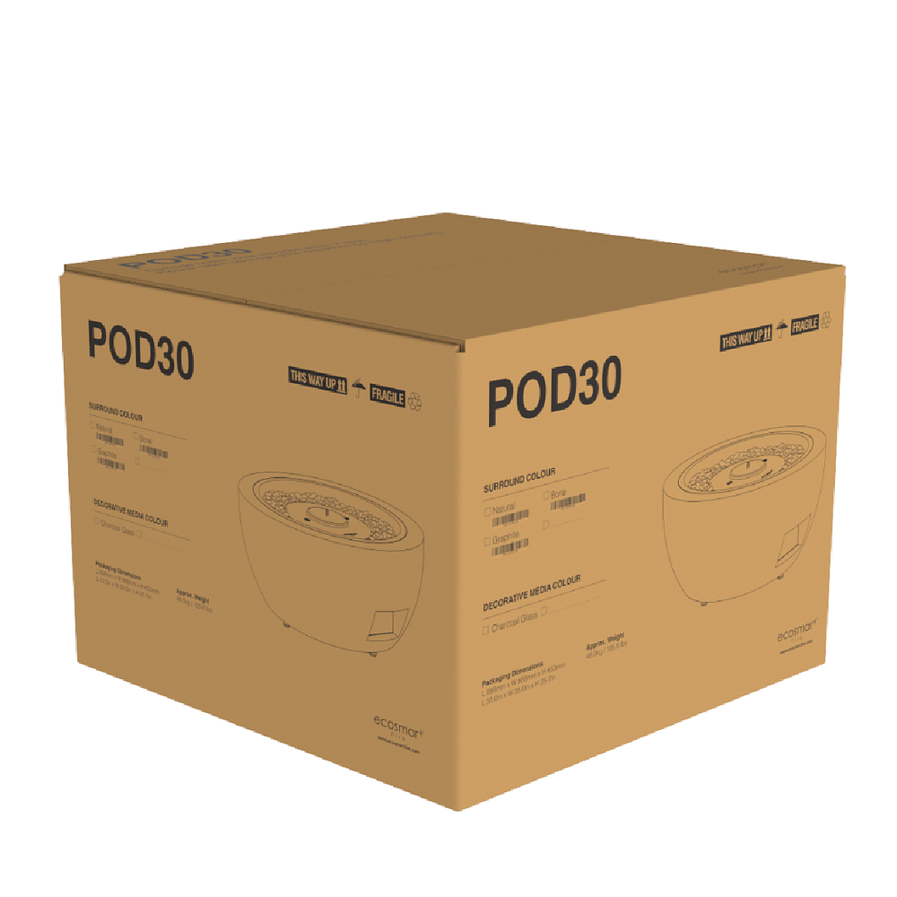 Verpakking EcoSmart Fire - Pod 30 haard in de doos
