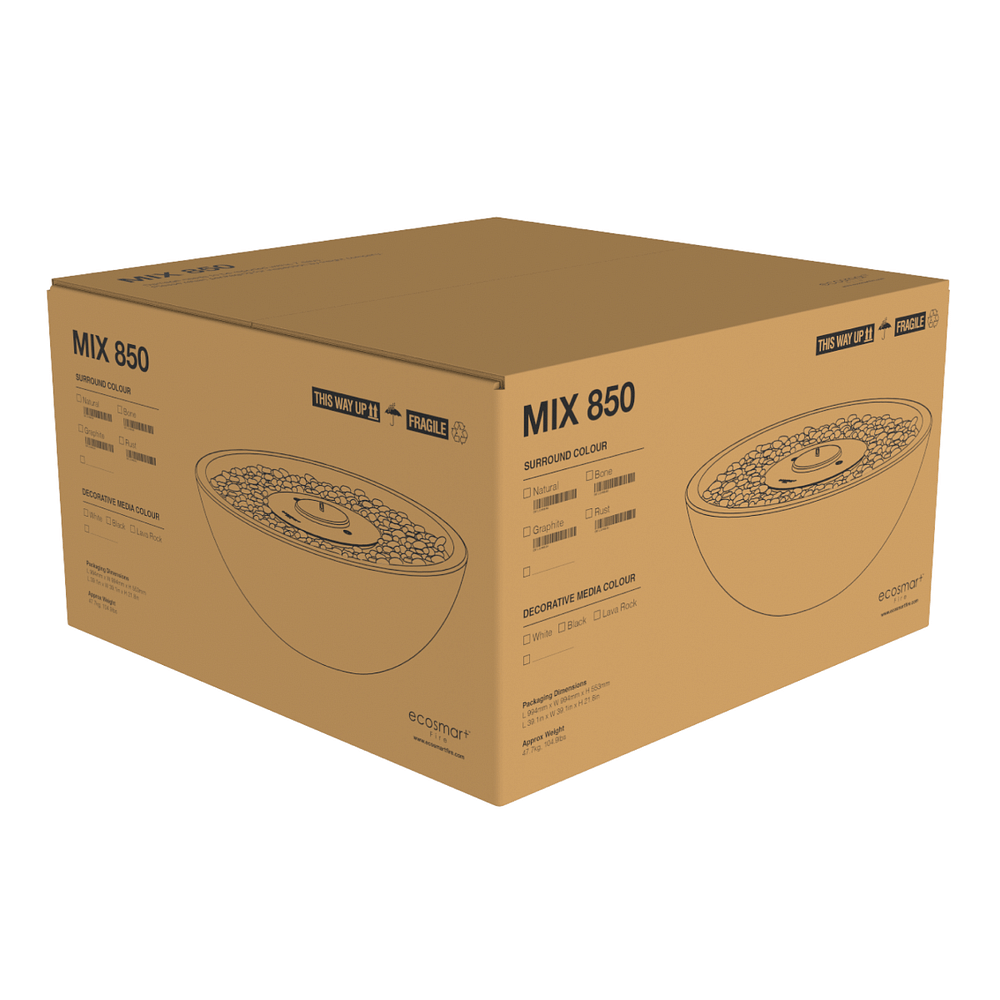 Verpakking in doos EcoSmart Fire - Mix 850 beton haard