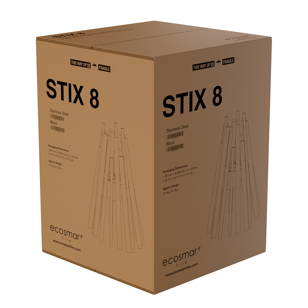 Verpakking EcoSmart Fire - Stix 8 haard in de doos